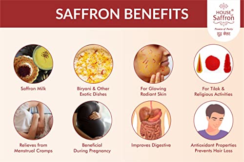 Image of House of Saffron 10Grams Kashmir Mogra Kesar For Pregnant Women, Cooking, Glowing Skin, Tilak All Red Long Threads Pure Natural Real Kesar - 10 Packs Of 1Gram Each, Saffron