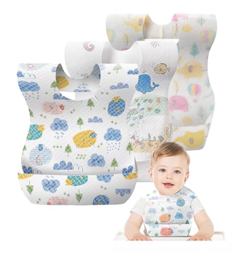 SKY-TOUCH Disposable Baby Bibs 50pcs, Portable Waterproof Bi...
