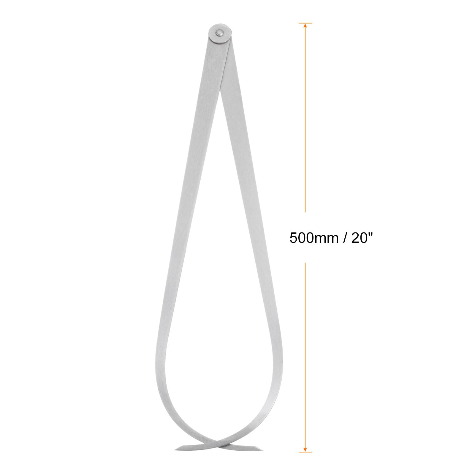 QUARKZMAN Compas Extérieur À Articulation Fixe 500mm 20 Pouces Acier À Outils Compas De Mesure Interne À Frottement Fixe Pour Sculpture Façonnage Modélisation, Argenté