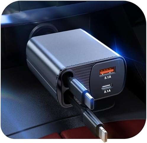 2026 Updated 85W Retractable Car Charger, 4-in-1 Fast Car Phone C...