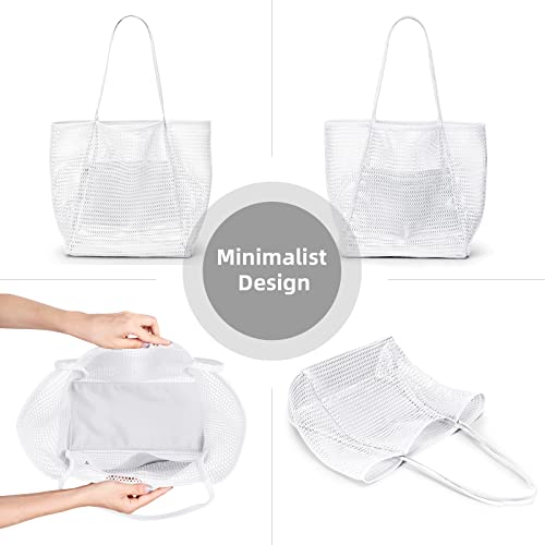 Image of KALIDI Beach Nylon Mesh Tote Bag, Casual Tote Bag Hobo Women Foldable MAX 23L Shoulder Bag For Beach Picnic Vacation