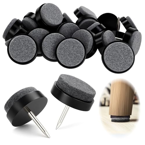 24PCS Protector Patas Sillas para Muebles,Ø22mm, Fieltro Sillas Atornillable para Muebles de Madera, Tacos Sillas Patas Redondas Antideslizantes, Topes para no Arañar Suelo, Protección Silenciosa