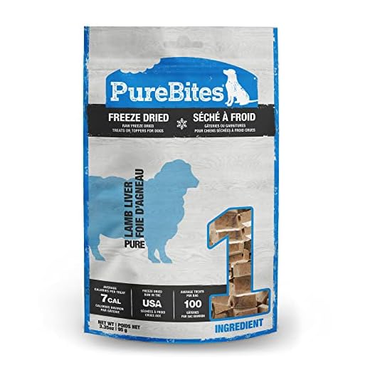 PureBites Lamb Liver Freeze Dried Dog Treats, 1 Ingredient, Made in USA, 3.35oz