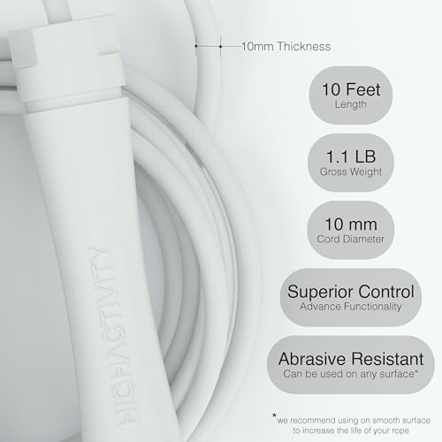 Image of Professional Heavy Skipping Rope for Man Women & Children Adjustable Weighted Skipping Rope for Exercise, Tangle Free, 10 Feet, Snow White