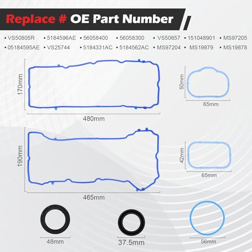 Image of VS50805R Valve Cover Gasket Seal & Intake Manifold Gasket for 2011-2022 Chrysler 200 300 Town&Country,Jeep Cherokee, Wrangler,Durango Grand Caravan Journey, Ram 1500 3.6L (5184596AE 5184562AC 828604)