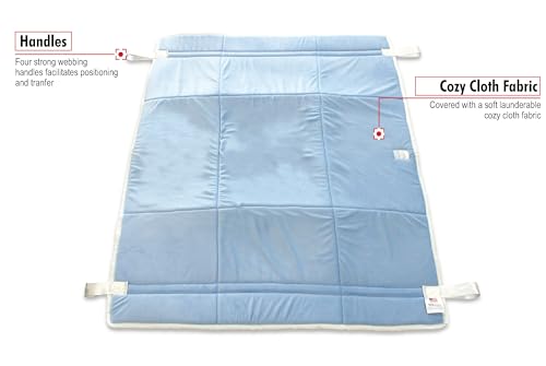 Image of Skil-Care TLC Positioning Pad with Hook & Loop, 40x36 Inch Bed and Chair Positioning Pad with Reinforced Handles, Lifting Turning Patient Sheet for Elderly, Blue, 555018