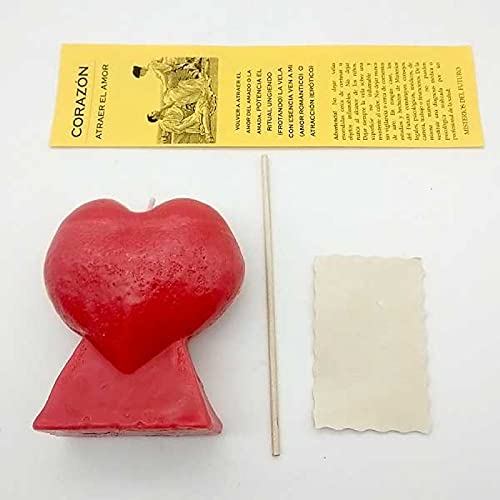 Candela Cuore Rosso Rituale Richiesta Amore Coppia Pergamena Ormeggio Incantesimo Velone 9 cm Amare Unione Unire