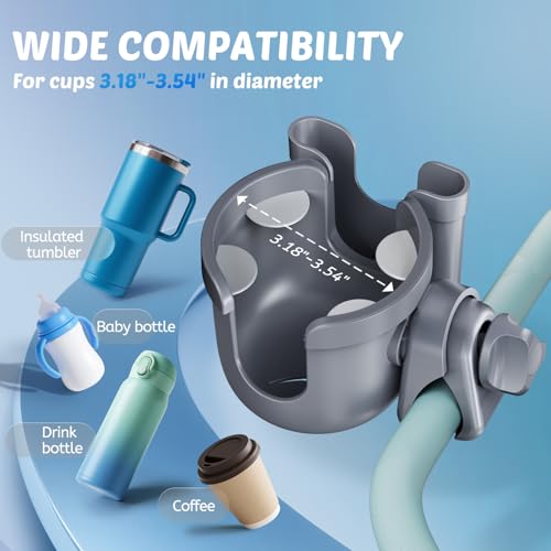 Image of 2-Pack Cup Holder for Walker: Wheelchair Cup Holder for Seniors and Adults | Bike /Rollator /Scooter /Golf Cart Stroller Accessories, Fits Uppababy, Nuna, Doona, Baby Travel Essentials, Gifts for New Mom