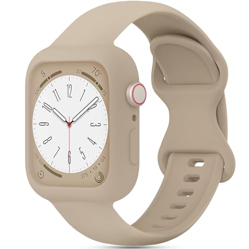 Image of Silicone Bands Bumper Case Compatible with Apple Watch Band 38mm 40mm 41mm 42mm 44mm 45mm 46mm 49mm Women Men, Sport Strap Protective Cover Wristband for iWatch Ultra Series 11 10 9 8 SE 7 6 5 4 3 2 1
