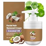 Facial Hair Removal Cream with Coconut Oil,Coconut Depilatory Cream for Upper Lip, Chin & Face, Gentle Quick Effective Kind to Sensitive Skin,Moisturizing & Soothing,Quick Smooth Facial Care
