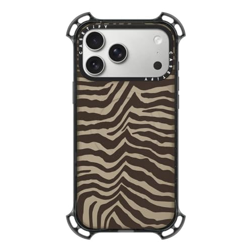 Coque iPhone 17 Pro Max CASETiFY Bounce en imprimé zèbre marron élégant et ultra résistant