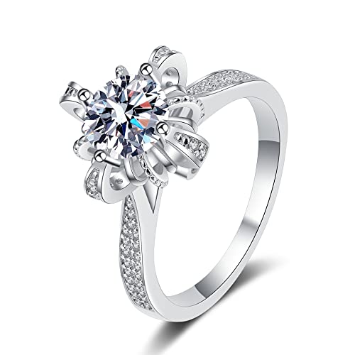 Moissanite 1ct bague argent 925 couronne princesse quatre griffes