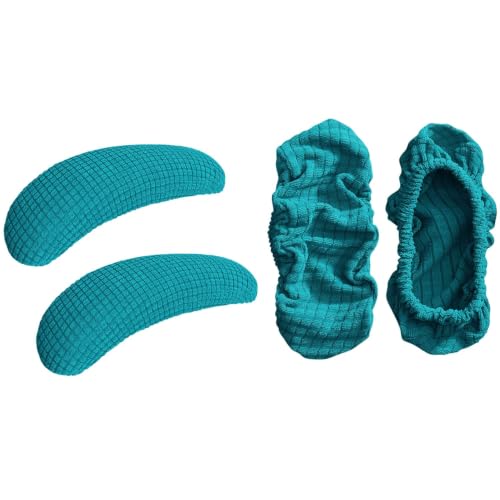 Image of HOKIPO 210gsm Jacquard Water Repellent Armrest Covers for Office Chair (Elastic Style), 1 Pair, Teal (NEW-AR-5931-TEAL)