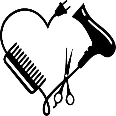 Hairdresser Hair Heart Salon Stylist Vinyl Decal Sticker (Black Gloss) Cover