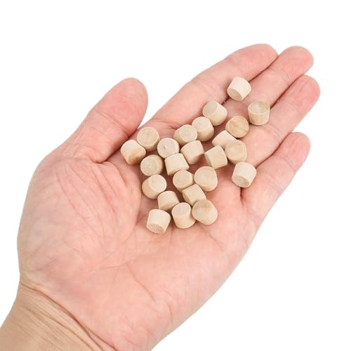 Image of uxcell 80Pcs Wood Button Plugs, 8.5mm /0.33 inch Flat Head Hardwood Screw Hole Plug Wooden Caps Buttons Wood Plug for Furniture Woodworking Craft Decor (10mm x 8.5mm)
