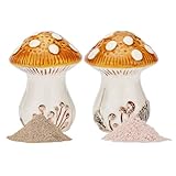 Fungi Fun Ceramic Mushroom Salt and Pepper Shakers Set – Cute and Decorative Salt and Pepper Shakers for Mushroom Kitchen Decor, Unique Hand-Painted Spice Containers for Table or Countertop