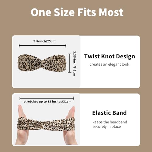 Image of ZLYC Mulberry Silk Headband for Women's Hair, Leopard Print | smooth luxury real silk, stretch elastic no slip fit, makeup spa skincare use, travel daily wear,boho fashion hair accessory