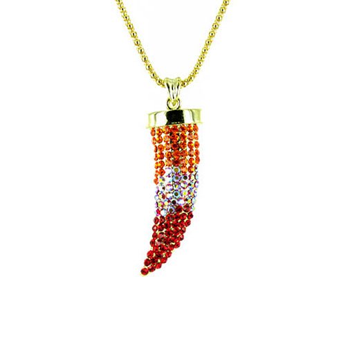 Collier Défense d'Eléphant Strass Orange pour Illuminer vos Tenues d'Eté
