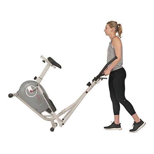 Image of Sunny Health & Fitness Elliptical and Bike Exercise Machine, Ultra Silent Adjustable Resistance Levels Cross Trainer for Home Gym with Pulse Rate Grips, LCD Monitor via Bluetooth SunnyFit App Access