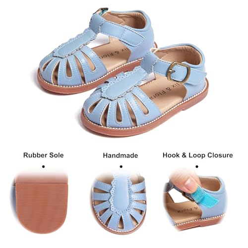 Image of Felix & Flora Toddler Girls Sandals Soft Rubber Princess Flat Shoes Flower Girl Shoes