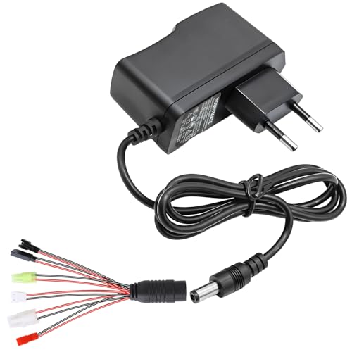 Intelligent RC Chargeur 2.4V-12V pour 2-10s NIMH/NICD Batterie, Chargeur pour Airsoft/Voiture RC/Bateau RC/Avion RC, avec 5 Adaptateurs Universels (Tamiya,...