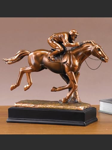 Escultura de jinete en caballo bronceado 12 x 3.5 x 9.5 in miniatura 2