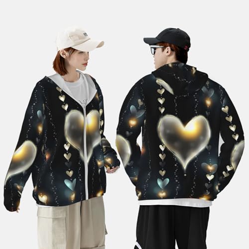 Sun Protection Hoodie Glowing love Jacket Lightweight Long Sleeve Sun Shirts miniatura 5