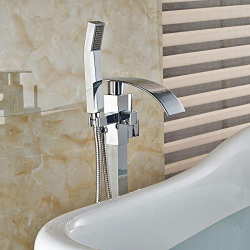 Robinet bain cascade autoportant avec inverseur et douchette à main