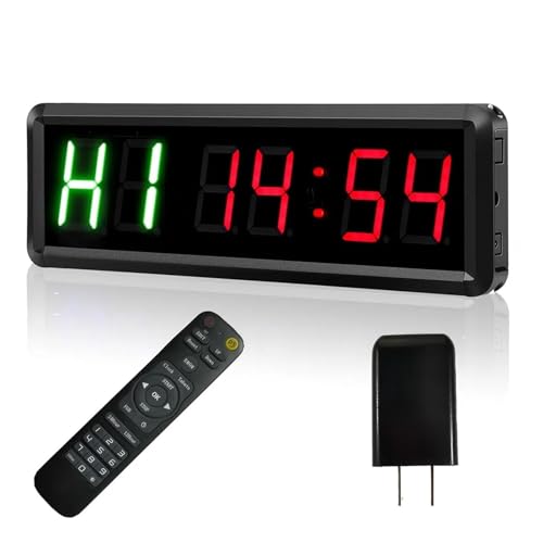 Temporizador de gimnasio, Reloj de gimnasio grande de 1,5 pulgadas, cronómetro con cuenta atrás/arriba, temporizador de entrenamiento, reloj de intervalo con zumbador, temporizador LED de entrenamient