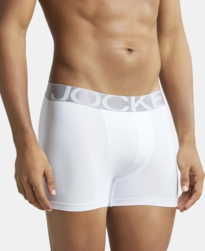 Image of Jockey IC28 Men's Tactel Microfiber Elastane Stretch Solid Trunk with Moisture Move Treatment (Pack of 2)