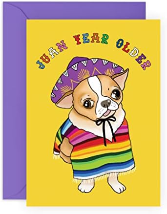 CENTRAL 23 Funny Dog Birthday Card for Women Men Him Her - 'Juan Year Older' - Dad Birthday Cards - Mom Birthday Card - Male Female - Funny Gifts for Friends - Comes With Fun Stickers