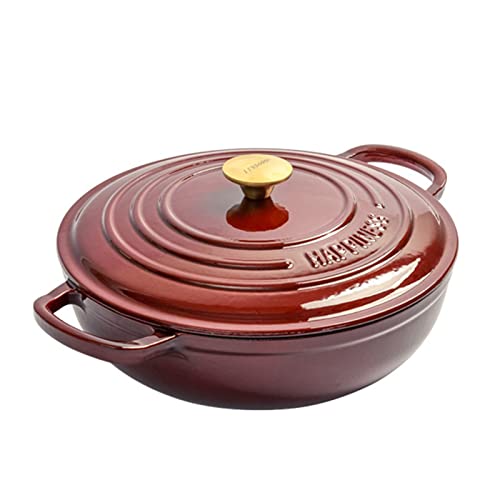 SXTYYH Resistente Olla Holandesa Con Tapa Esmalte Cacerola Hierro Fundido Cazuela Multifuncional Cazuelas Antiadherente Olla for Hornear for Asar, Hornear Y Gratinar(Brownish Red)