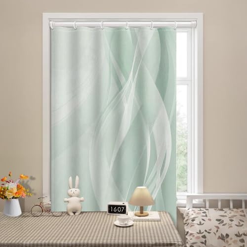 Rideau de douche imprimé moderne 122 x 183 cm vert clair lavable pour petite douche
