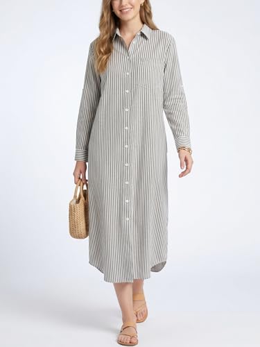 Image of Kuraki Women's Casual Print Button Front Maxi Shirt Dress