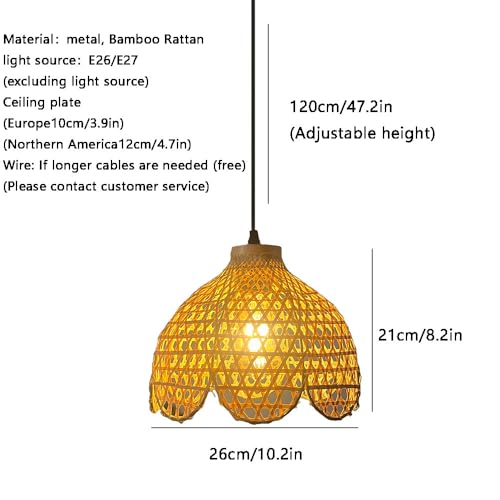 Lámpara colgante de mimbre natural para decoración del hogar 5