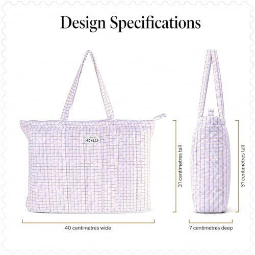 Image of Premium Cotton Waffle Quilted Tote Bag, Large Spacious Handbag for College, Office, Work, Travel, Shopping & Daily Use