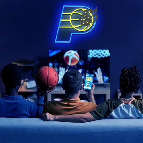 Image of Basketball Team Neon Sign, Sport Light Up Dimmable Basketball Team Logo Hanging USB Powered Led Neon Sign for Wall Decor, Bedroom, Man Cave, Party, Birthday Party Christmas Merch Deco Gift for Boys Teens Fans