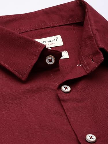 Image of Majestic Man Men Slim Fit Pure Cotton Solid Half Sleeve Casual Shirt