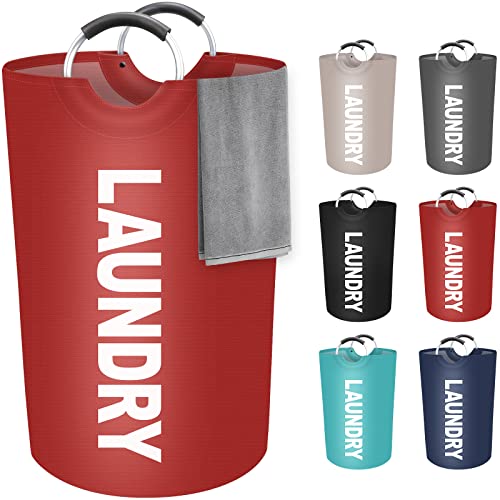 115L Large Laundry Basket, Dirty Clothes Waterproof Laundry Hamper, Red