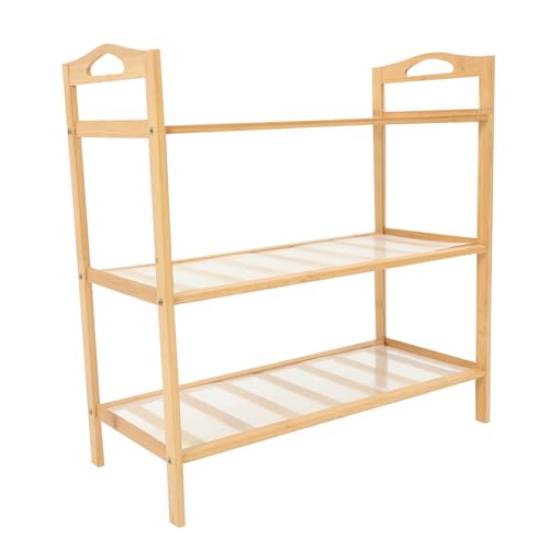 GLEAVI Multi Layer Wooden Shoe Rack Organizer Space Saving Storage for Entryway Closet More