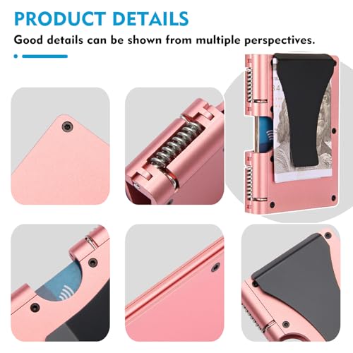 Wallet For Men - Reinvented Design Men's Wallet - Slim, Minimalistic & Seamless, Blocks RFID Scanners with a Money Clip (Aluminum Pink)4