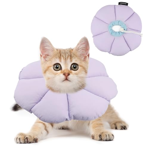 Honosen Halskrause Katze, Weich Blumen Katzenkragen, Einstellbarer Katzenkragen, Wasserdicht Leckschutz Kragen für Katzen Klein Hunde Nach Operation...