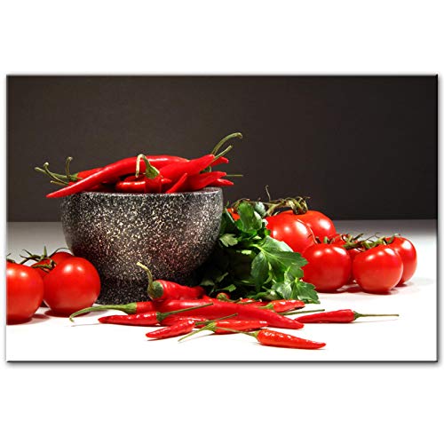 Tomates et poivrons mur art toile 70x100cm pour decoration de cuisine moderne