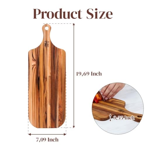 Tabla de cortar rectangular de madera de teka 19.7 x 7.1 x 0.6 pulg miniatura 2