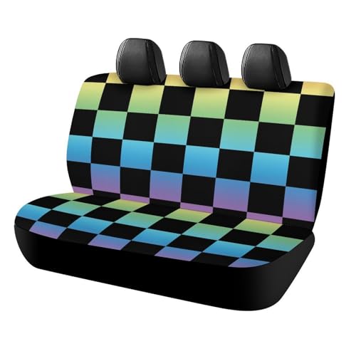 Housses de siège arrière arc-en-ciel pastel au motif à carreaux multicolores