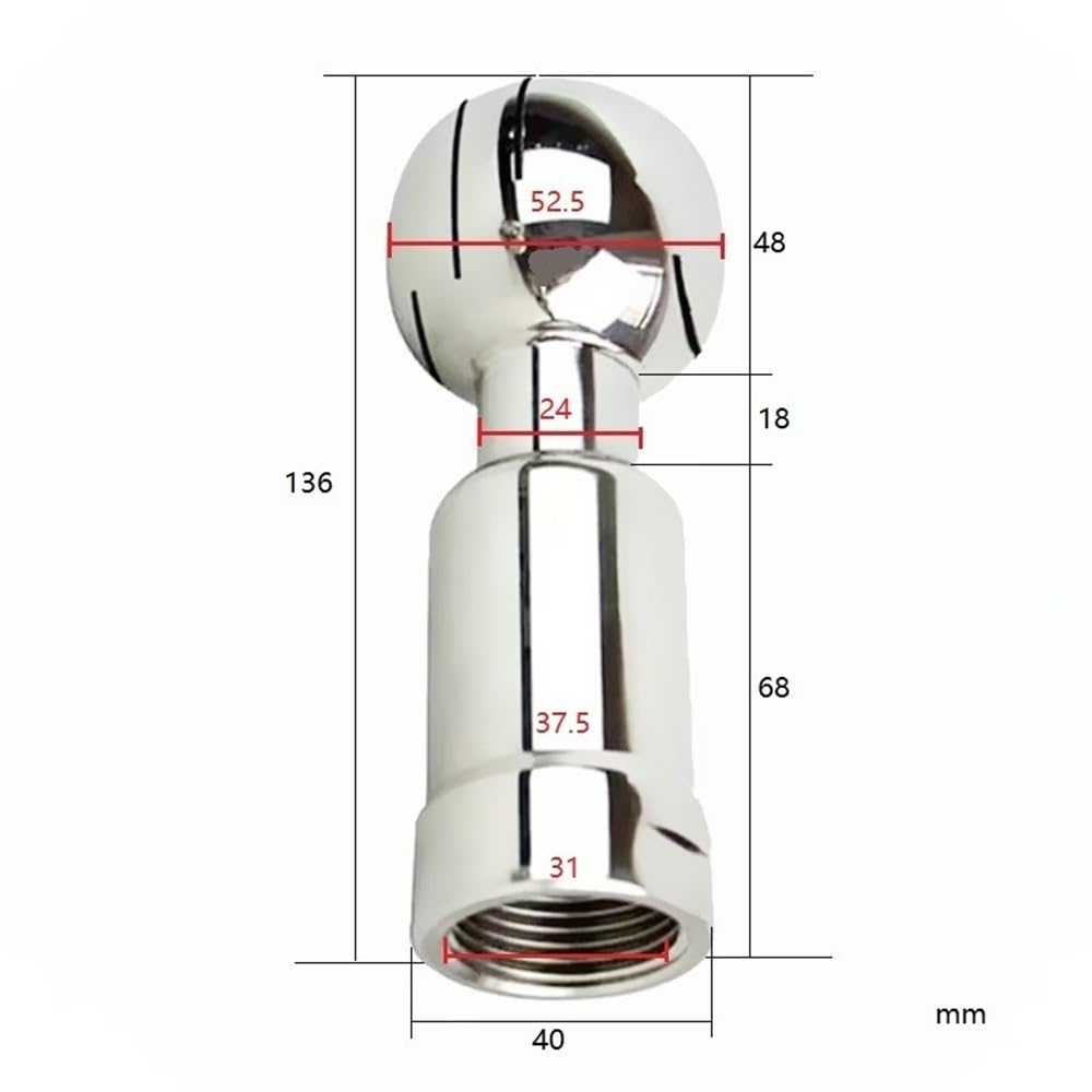 Bola de limpieza de tanque con pulverizador giratorio de rosca hembra DN10-25, acero inoxidable SS304, 1 unidad(25)