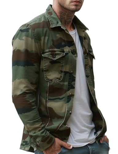Military Jackets for Men,Retro Lapel Military Style Outerwear,Long Sleeves,Lightweight Casual Coat,All Seasons3