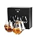 MyGift Clear Crystal Tulip-Shaped Whiskey Tasting Snifter Tumbler Glasses, Set of 4 - Includes Gift Box