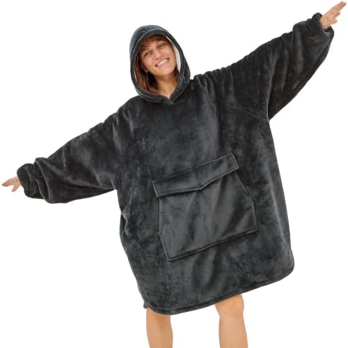 Krifey Wearable Blanket Hoodie, Oversized Sherpa Hooded Blanket f...