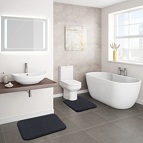 Image of VANZAVANZU Bathroom Rug Set - 2 Piece U Shaped Toilet Covers and Mats, Non Slip, Extra Soft, Absorbant, Microfiber Shaggy Thick